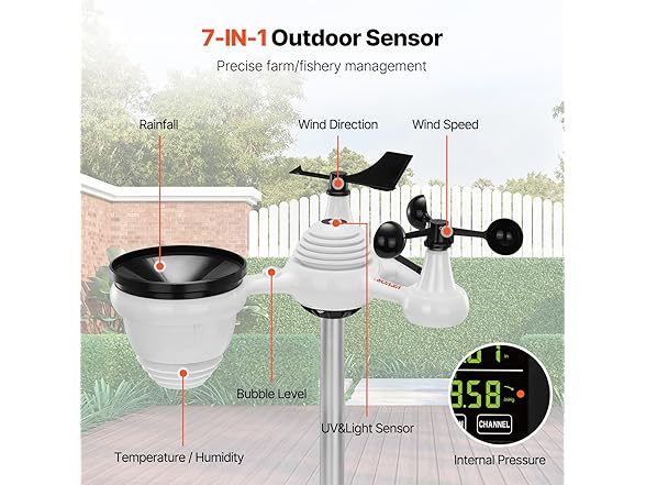 VEVOR 7-in-1 Wireless Weather Station