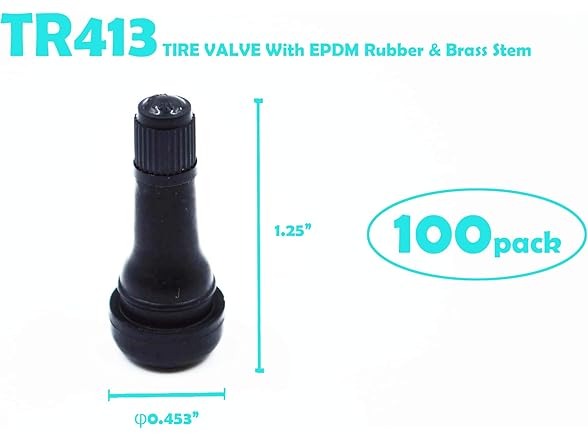 Premium TR413 Rubber Snap-in Valve Stem (100 pcs/ bag)