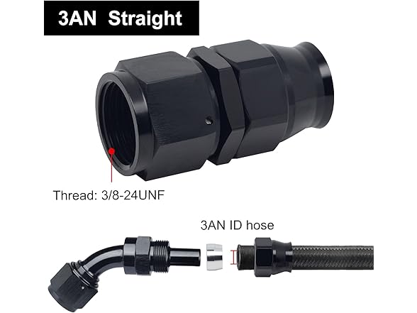 VehiMata 3AN PTFE Hose End Fitting 2pc