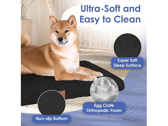 AKC Orthopedic Memory Foam Dog Crate Mat, 23" x 36", Black