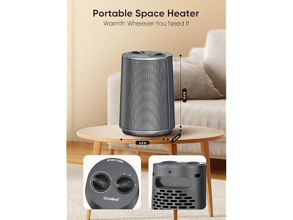 Givebest Portable space heater, 1500W Grey