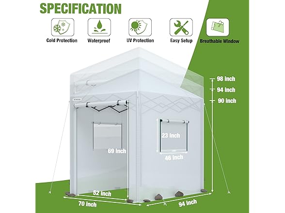 WORKPRO Greenhouse, 94" x70" x98" Blue