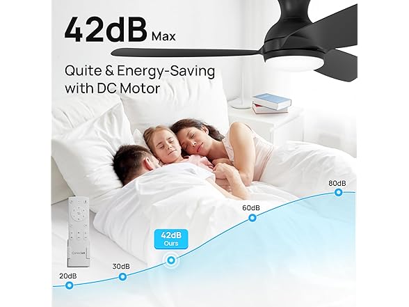 Consciot Ceiling Fan With Light, 44" with Remote, Black