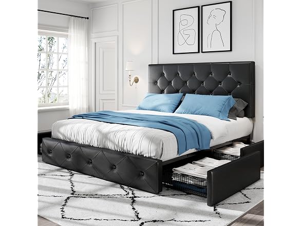 HOOMIC Queen Platform Storage Bed Frame