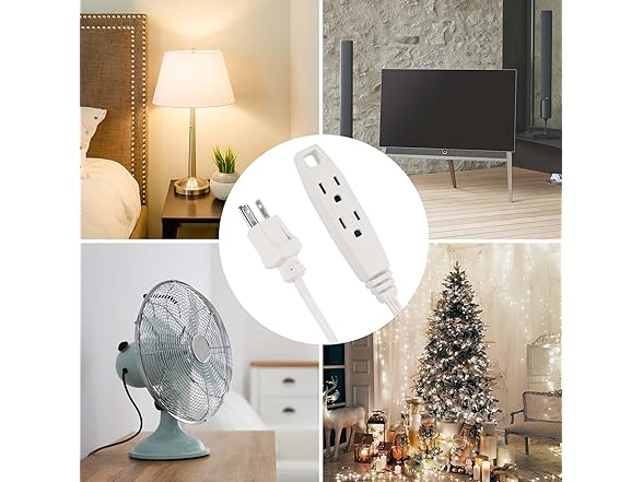 Clear Power 6ft 3 Outlet HD Flat Plug Ext Cord 14/3