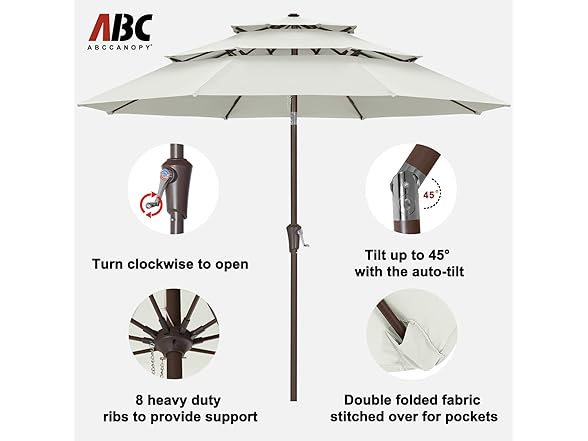 ABCCANOPY 11Ft 3 Tiers Market Umbrella