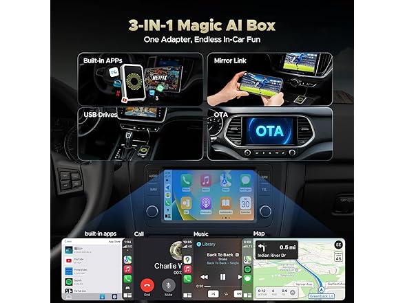 TOGUARDGO 3-in-1 Wireless Carplay Adapter