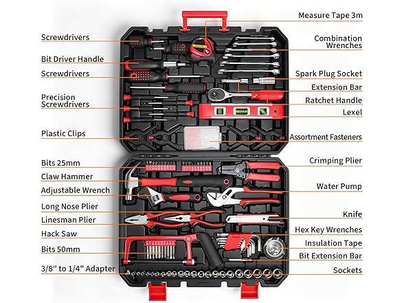 Hantinstom 237-Piece Tool Set General Household Hand Tool Kit