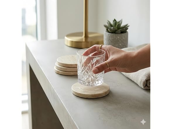 Apasqro Natural Travertine Coasters Set of 4