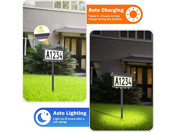 Brightever Solar Address Signs Light Grey