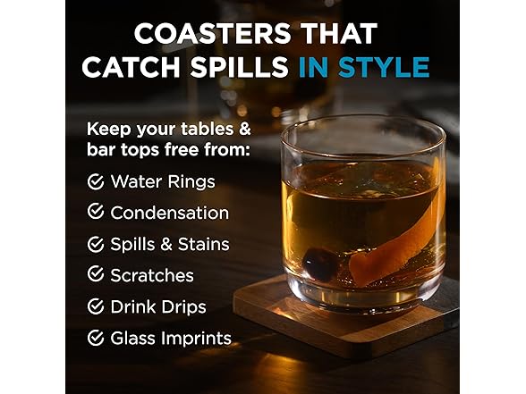 Bartesian Wooden Cutting Board & Drink Coaster Set