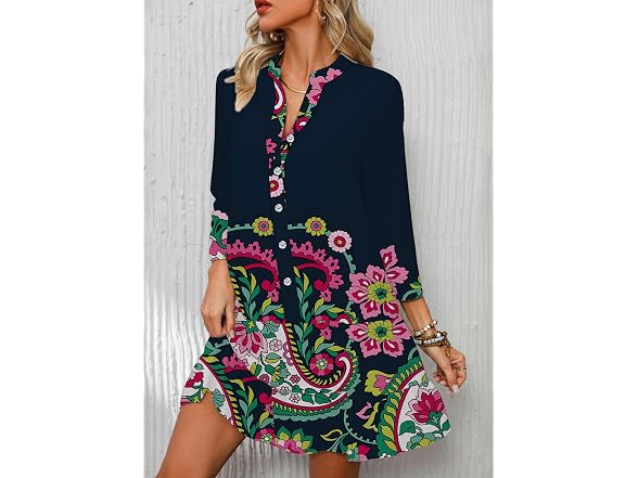 Opemiby Womens Flowy Boho Mini Dress