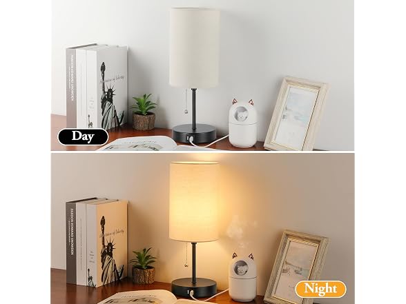 Lakumu  2 Sets Table Lamps with 2 USB, Black Metal