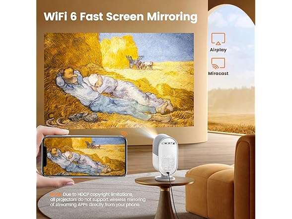 iWIMIUS Projector with WiFi6 and Bluetooth, 20W Speakers, 1080P