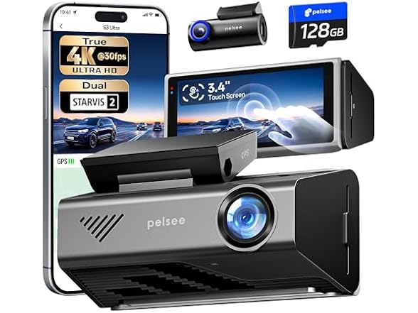 petsee S3 4K+2.5K Dual Dash Cam
