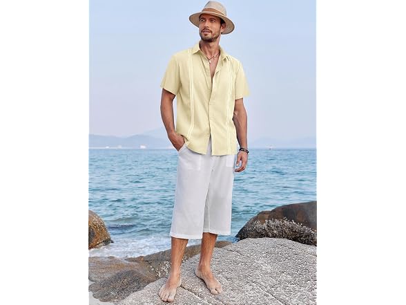 Ryannology Men (L) Guayabera Shirts Linen Shirt