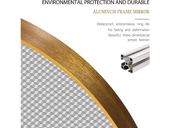 KIAYACI Round Wall Mirror Gold, 28"