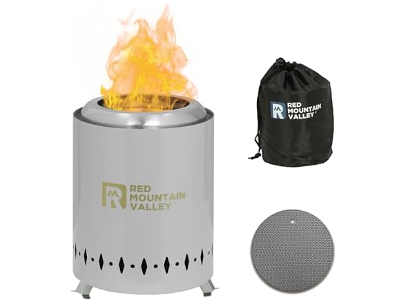 Red Mountain Valley Smokeless Tabletop Fire Pit with Mat, Gray