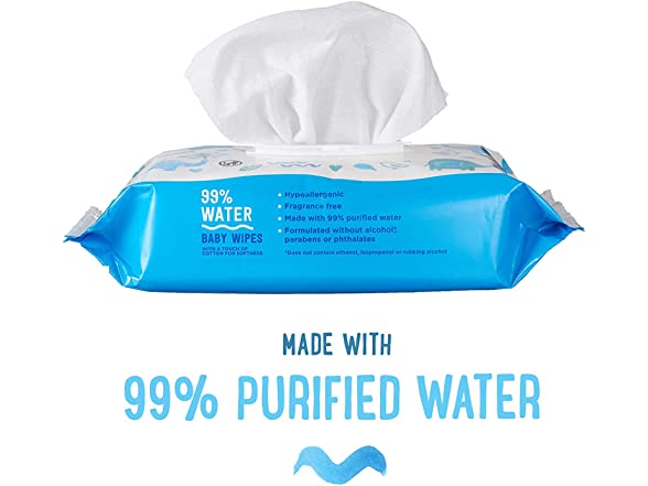 Water Baby Wipes, 72 Count