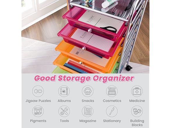 COSTWAY 10-Drawer Rolling Storage Cart