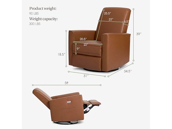 Evolur Evolur Harlow Upholstered Power Glider