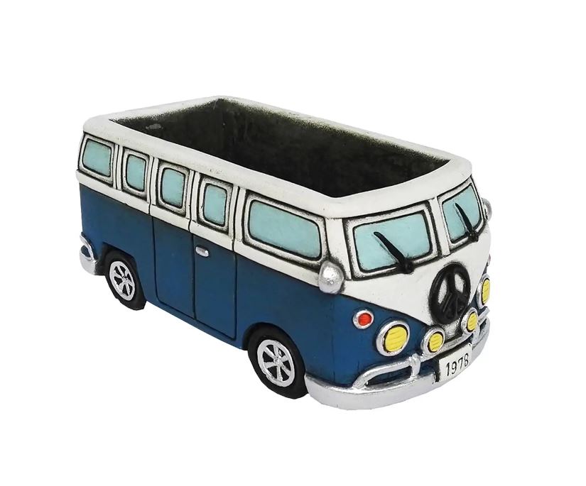 8" Blue VW Buss Cement Planter - Gallery 2