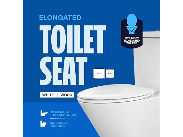 HIGHCRAFT Elongated Molded Wood Toilet Seat