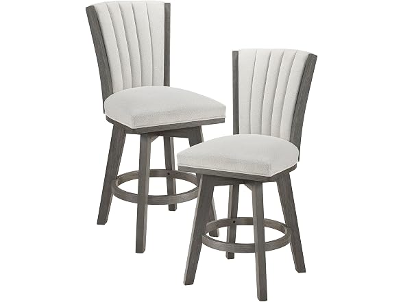 Lexicon Swivel Counter Stool 2Pk, Grey w Beige Cushion