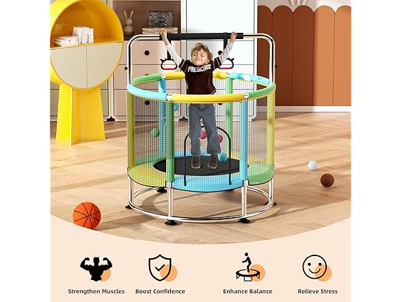 Trampoline with Anti-Rollover Round Bottom