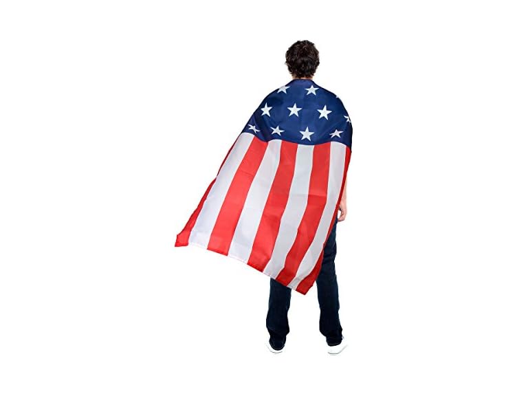 AMNPOLEN American Flag Costume Cape USA Patriotic