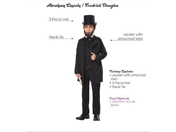 Boys Abraham Lincoln Costume (8-10)