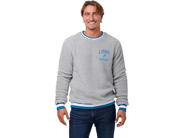 DETROIT LIONS (S) Logo Sherpa Crewneck Sweater