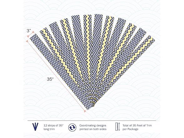 Barker Creek Double-Sided Border, Chevron Navy & Yellow