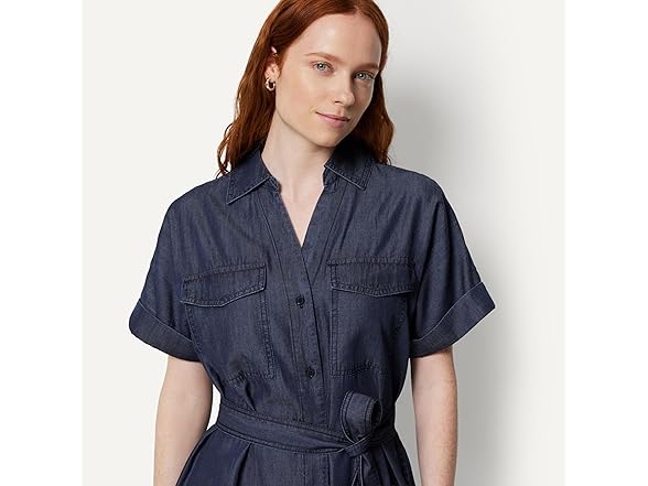 Amazon Essentials Women SS Button-Down Dress w/ Belt - Gallery 3