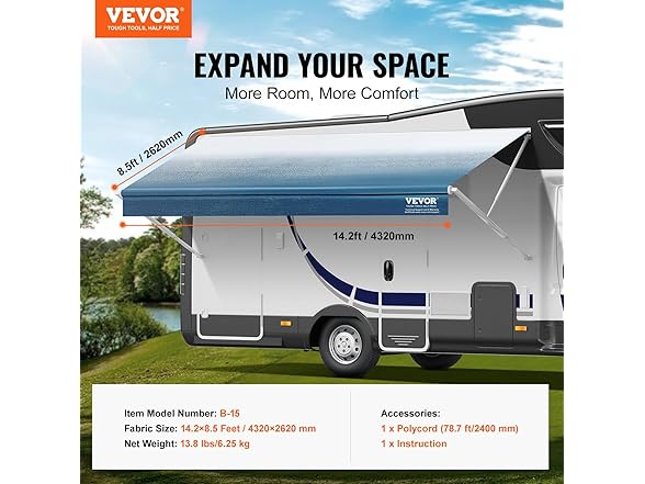 VEVOR RV Awning Fabric