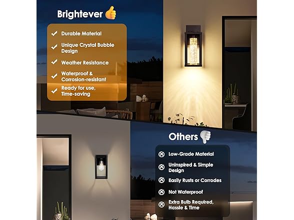 Brightever B0DP4C15BJ Outdoor Wall Light Brown 2-Pack