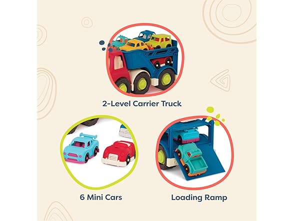 B. toys – Car Carrier Truck – 6 Mini Cars