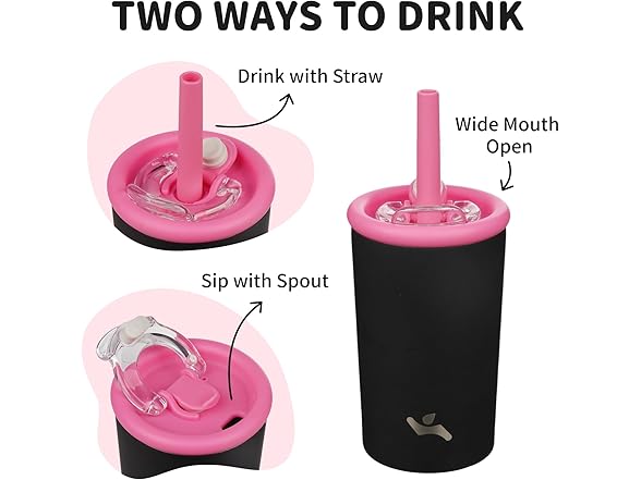Konokyo 13oz Insulated Tumbler with Lid and Straw Black