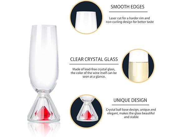 YLNNLC Ruby Base Champagne Flutes