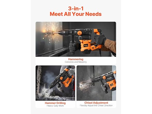1-9/16 Inch SDS-Max Rotary Hammer Drill, 13Amp