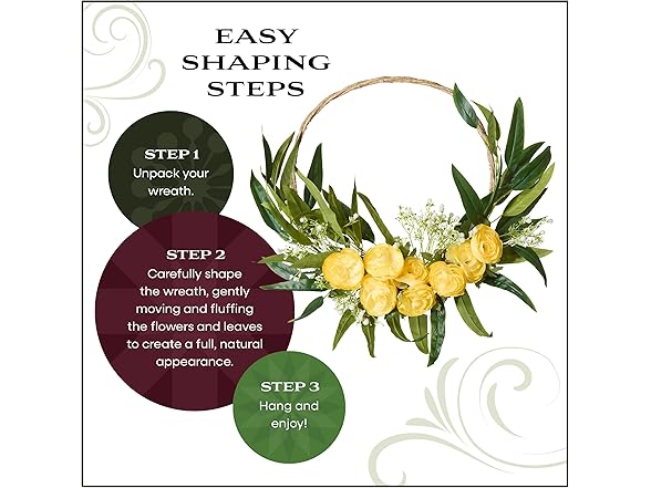 16 Inch Artificial Spring Wreath with Buttercup Bloom