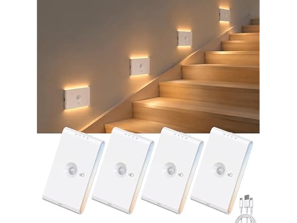 UNUSROOM Motion Sensor Stair Lights 4Pk