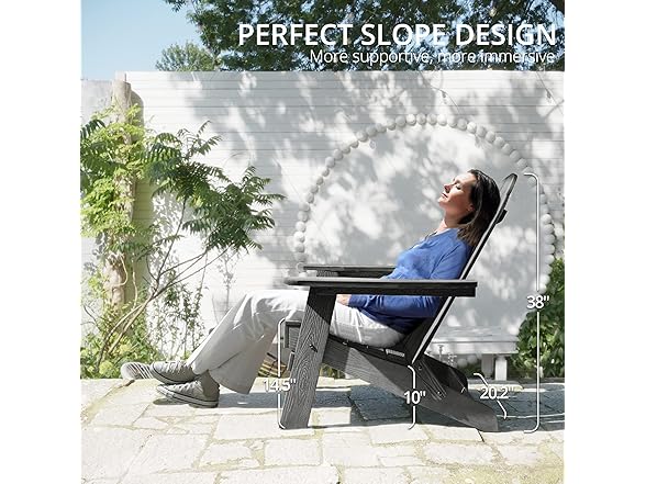 Dark Grey Folding Adirondack Chair Set of 4