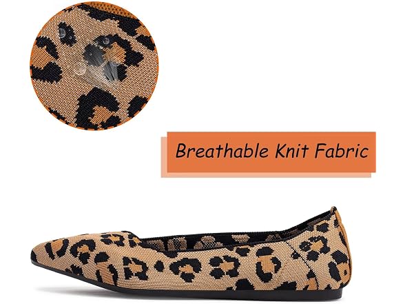 Pointed Toe Knit Flats, Leopard 8.5