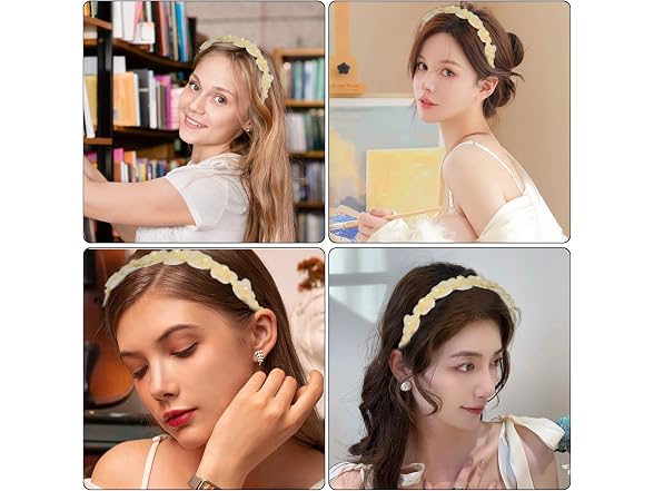 Honbay Faux Pearl Flower Hair Hoop Headband White