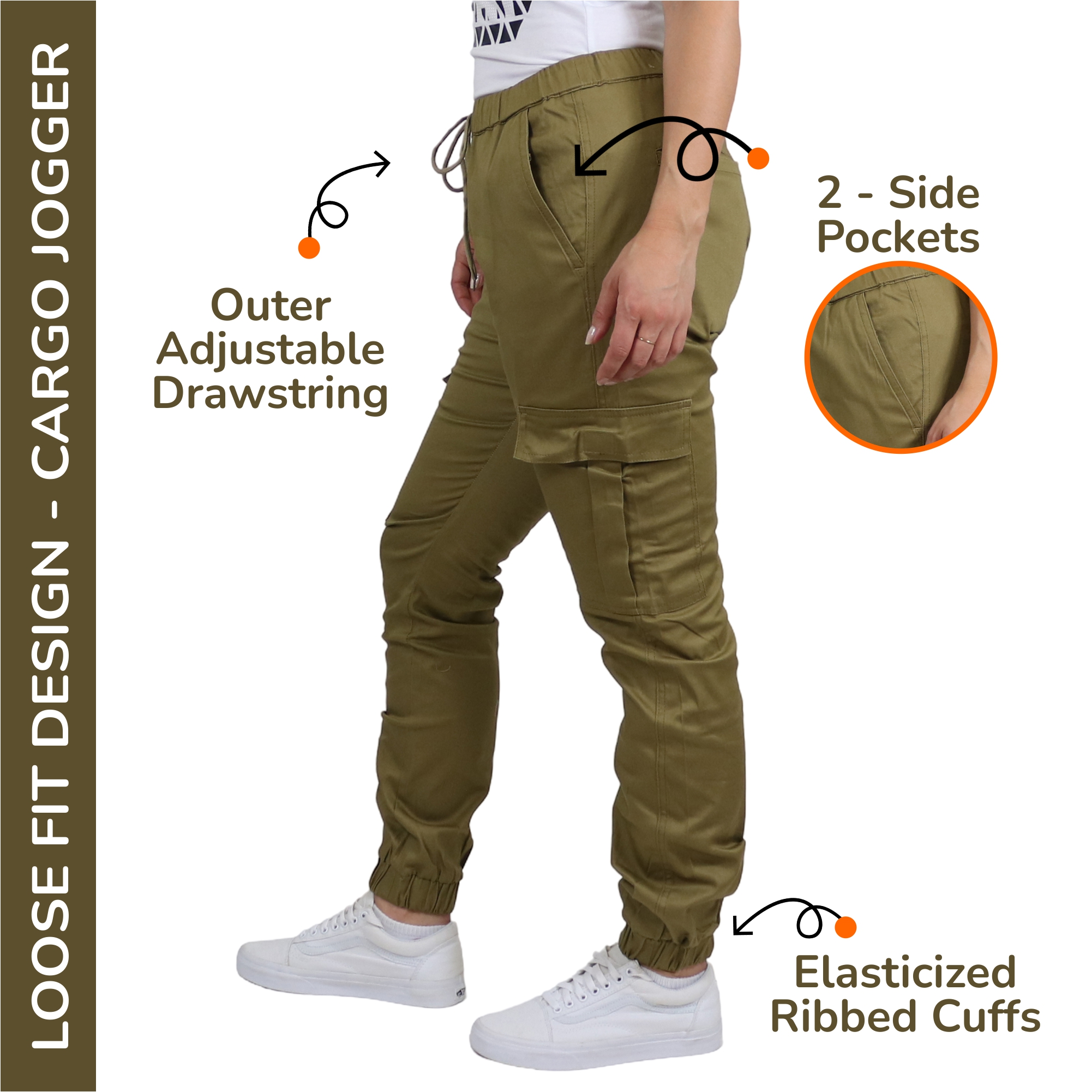 3Pk Asst Womens Stretch Cargo Joggers - Gallery 13