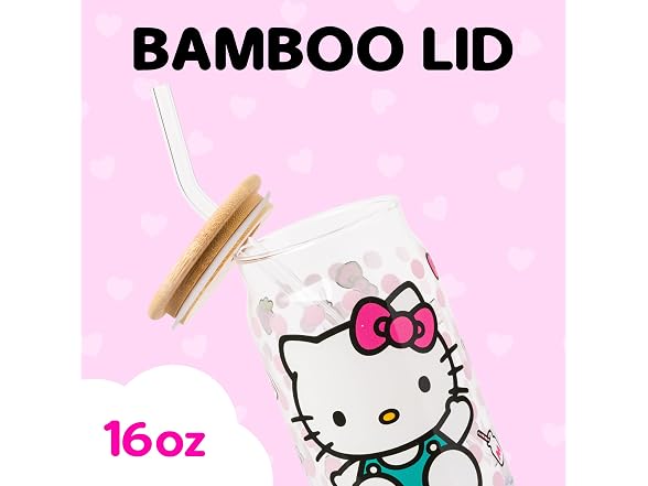 Hello Kitty Strawberry Milk Bow, Glass Tumbler, 16oz