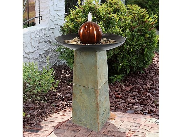 Sunnydaze Freestanding Slate Outdoor Water Fountain