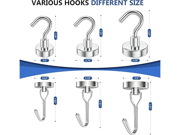 Tiergrade Magnetic Hooks 10-Pack Mixed