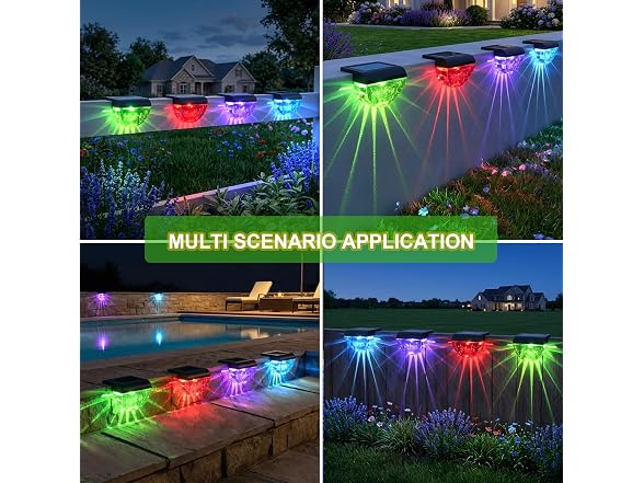 Melunar 12 Pack Solar Deck Lights RGB